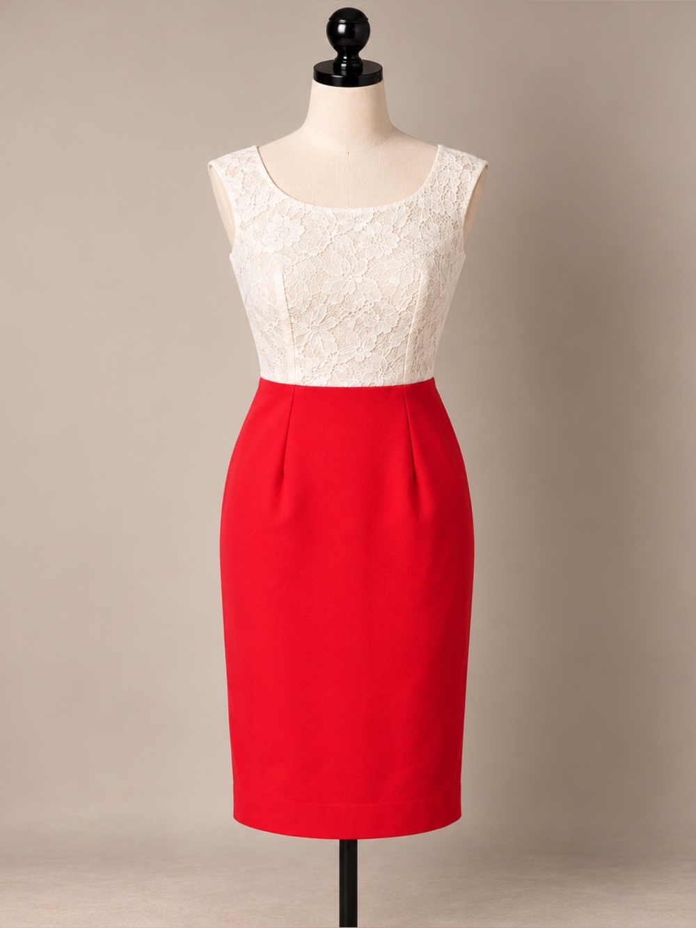 Antonio Melani Red Ivory Floral Lace Sheath Dress Size 2 Cocktail